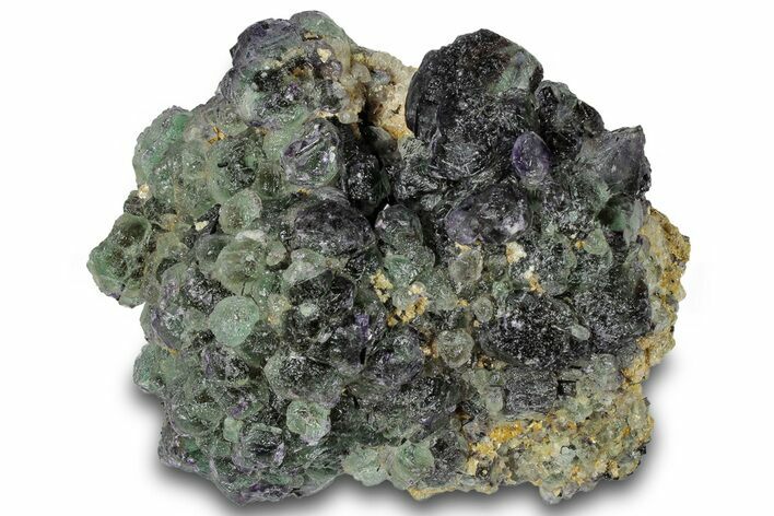 Purple and Green Fluorite Crystals over Schorl - Namibia #322782